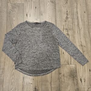 Athleta Black and White Striped Beyond Soft Brezzy Open Back  Long Sleeve Tee